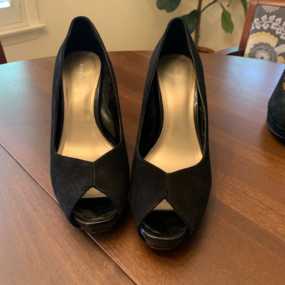 Black peep toe heels